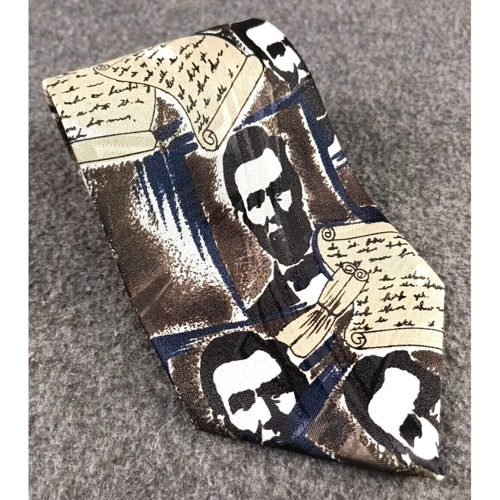 Patriotic President Abraham Lincoln Necktie FloRence & K. Inc Tie Black Blue